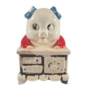 Vintage Ceramic Pig Cookie Jar Farmhouse Country Kitchen Canister Mid Century